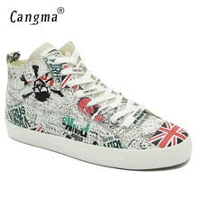 CANGMA/Дизайнерские брендовые кроссовки; Женская Осенняя обувь из натуральной кожи с британским флагом; женская обувь с принтом; белые туфли на плоской подошве