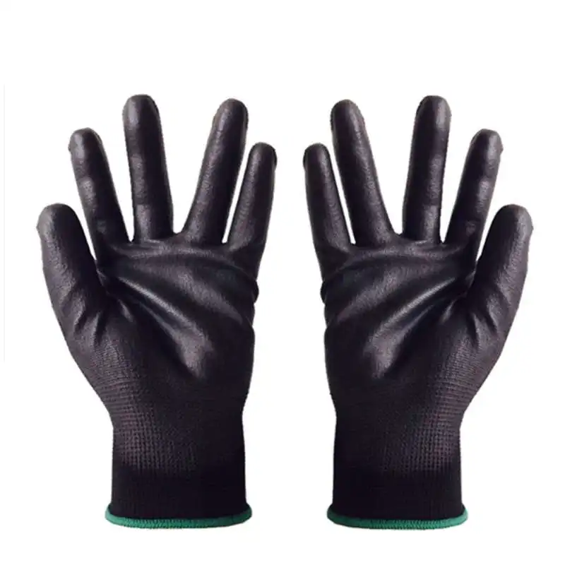 Новые 12 пар Черные Нейлоновые PU рабочие перчатки строительные рукавицы с захватом для пальмового покрытия и покрытые перчатки для пальцев