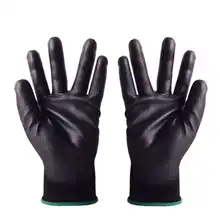 Новые 12 пар Черные Нейлоновые PU рабочие перчатки строительные рукавицы с захватом для пальмового покрытия и покрытые перчатки для пальцев