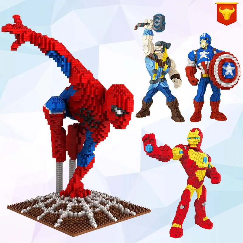 

Diamond Blocks Ironman Action Figures Cartoon Brinquedo Super Hero Model Building Bricks Toys For Children Compatible Lms