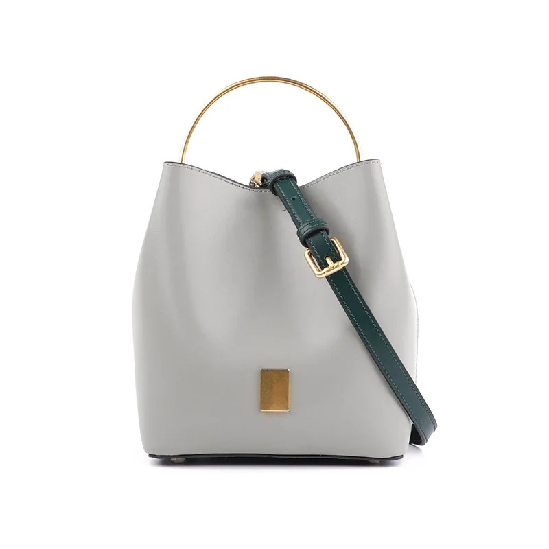

Designer's Colour Bucket, Metal Magnetic Button Hand-held Bill of Ladies'Bag with Slant Shoulder