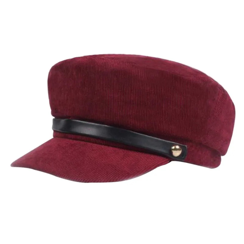Зимние шапки для женщин, Зимняя кепка шерстяная шапка, Женская Бейсболка с пуговицами, козырек от солнца, черная Осенняя шапка