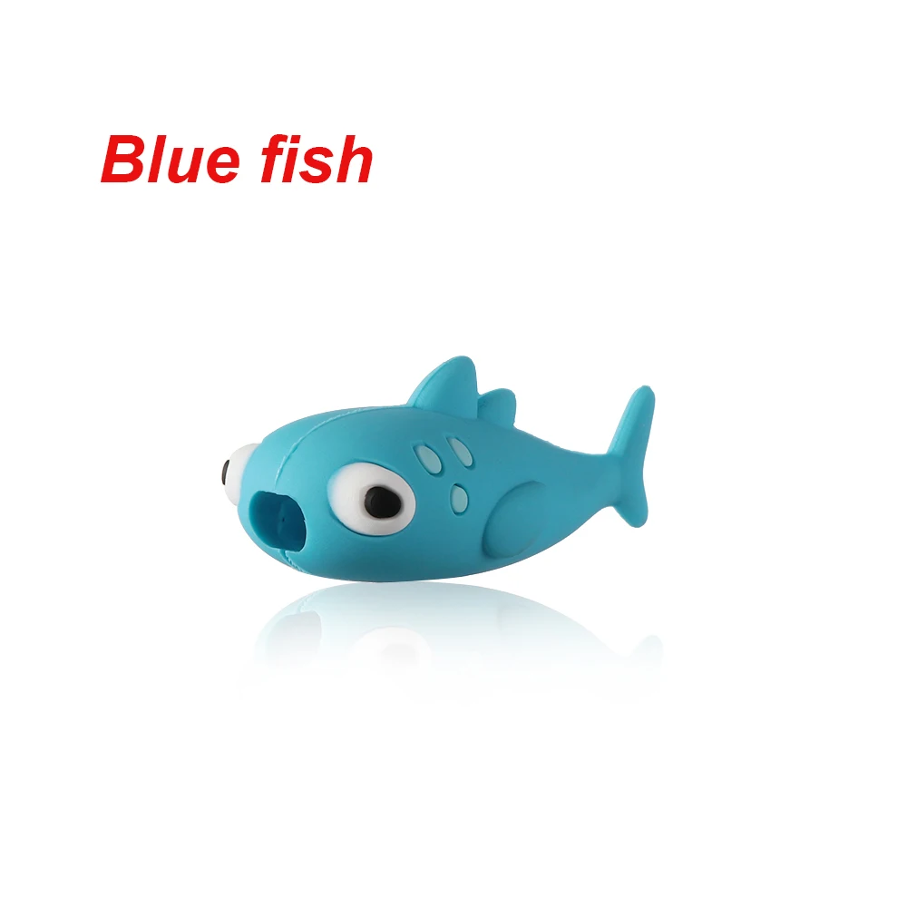 Кабель Bite Cute Fish Cable протектор для iPhone USB Cable Organizer Chompers зарядное устройство провод держатель для iPhone кабель - Цвет: Blue fish