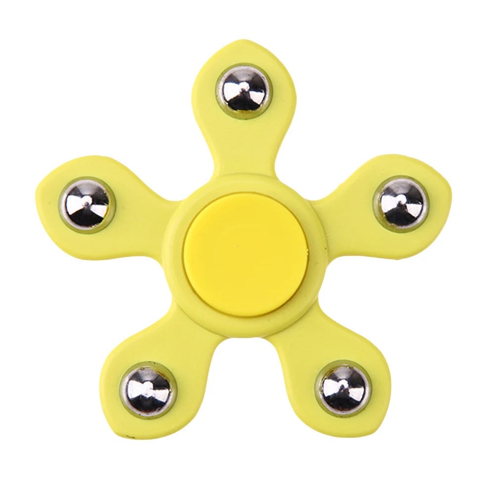 Yellow Fidget Spinner Five Beads Plastic EDC Hand Spinner Anti Stress Reliever Decompression Toy for ADAD