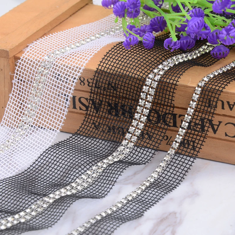 Lace Fabric High Quality Rhinestones Trim Mesh Wedding Decoration Accessories Clothes Braid For Needlework Applique | Дом и сад
