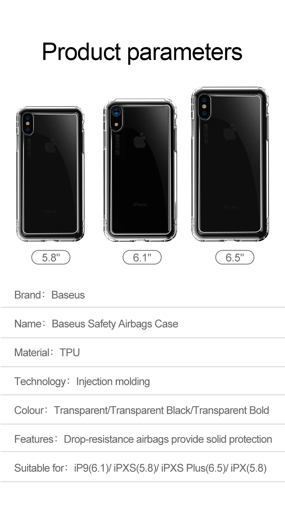 Baseus военный уровень с воздушной подушкой, противоударный чехол для iPhone Xs Max XR мягкий силиконовый прозрачный защитный чехол для iPhone