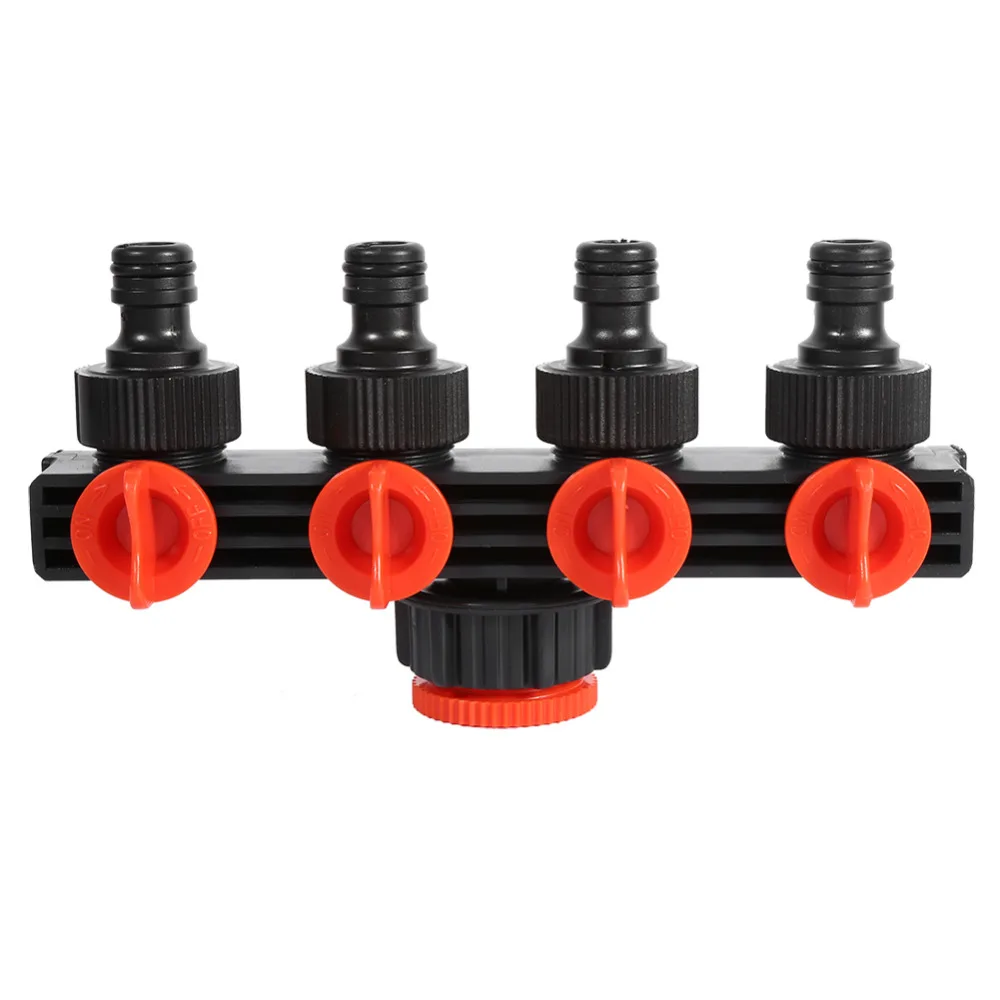 4 Way Quick Water Tap Splitter Adaptor Plastic Garden Quick Thread Hose