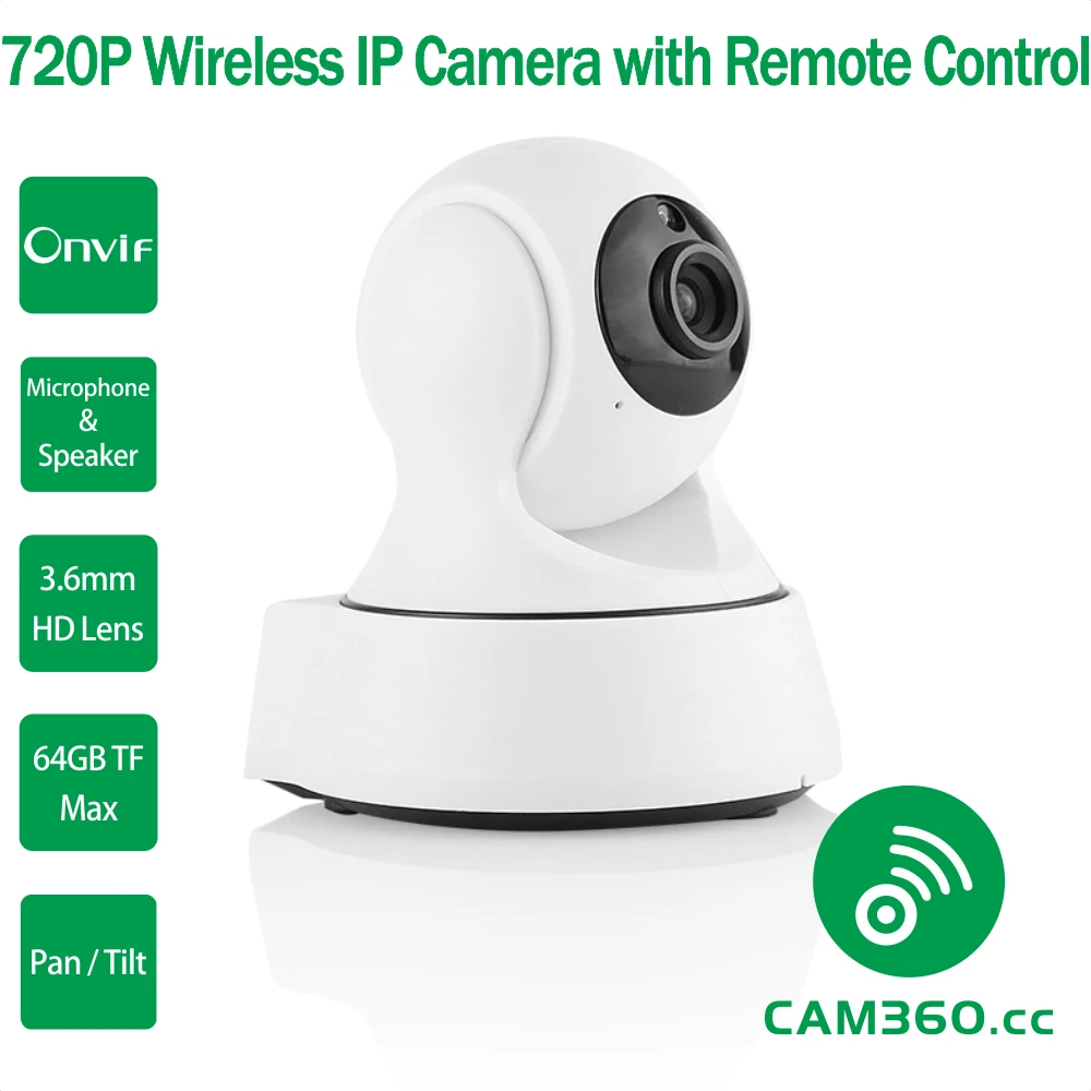 CAM360 720 P Мегапиксельной Pan и Tilt Onvif Wi-Fi Baby Monitor IP камера с Аудио Вход выход