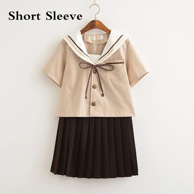 Новый японский/корейские милые девушки костюм моряка студент школы Униформа короткими/длинные рубашки + юбка + наборы галстуков