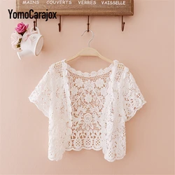 Ladies White Lace Blouse Summer Cardigan Coat Black Small Shawl Thin Hollow Crochet Sexy Female Blouse Shirt Ladies White Lace Blouse Summer Cardigan Coat Black Small Shawl Thin Hollow Crochet Sexy Female Blouse Shirt
