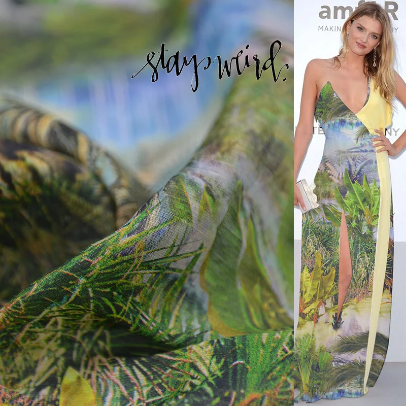 

Jungle digital printed silk fabric natural linen 100cm*140cm