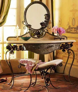 Wrought Iron Mirror With Retro Furniture Wrought Iron Vanity