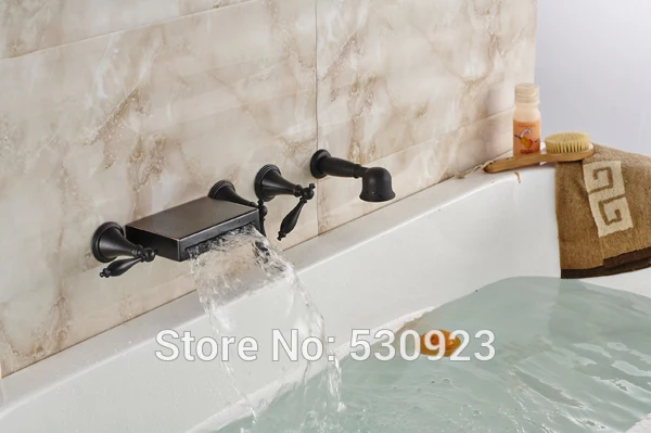 New Arrival Bathtub Faucet W/ Handheld Shower Oil Rubbed Bronze Retro Style Shower Mixer Tap Three Handles Deck Mounted