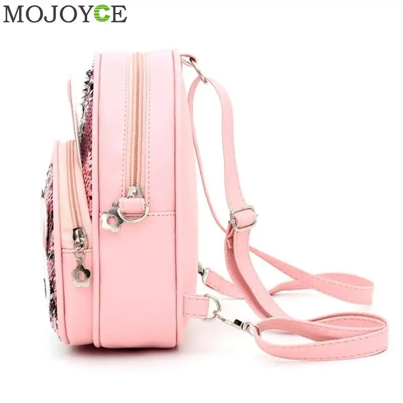 New Fashion High Quality Children Girls Babbit Bag Leather+ Sequins School Bookbag Travel Backpack Rucksack Zipper