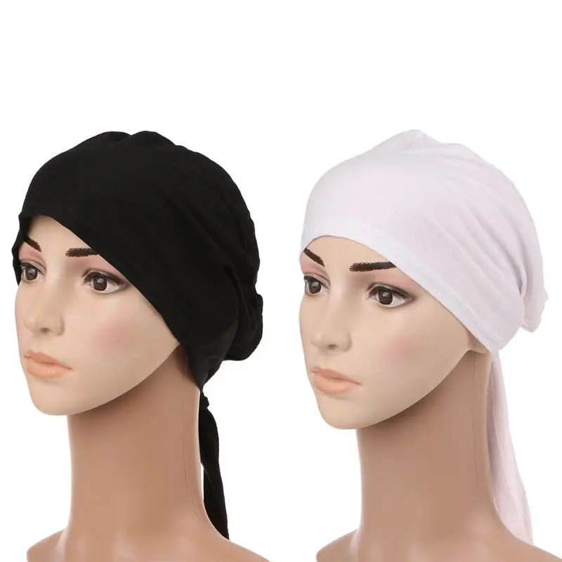 Мусульманский Хиджаб шапка головной убор мягкий хлопок эластичный Противоскользящий классический стиль черный белый