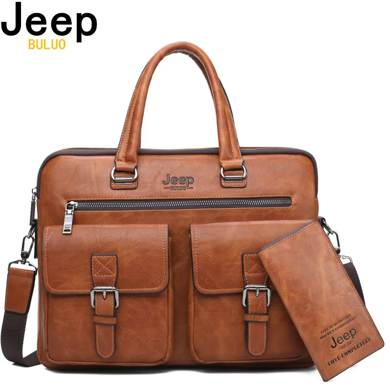 Мужской портфель для ноутбука 13 3 д. jeep buluo комплект оранжевый и кошелек деловая