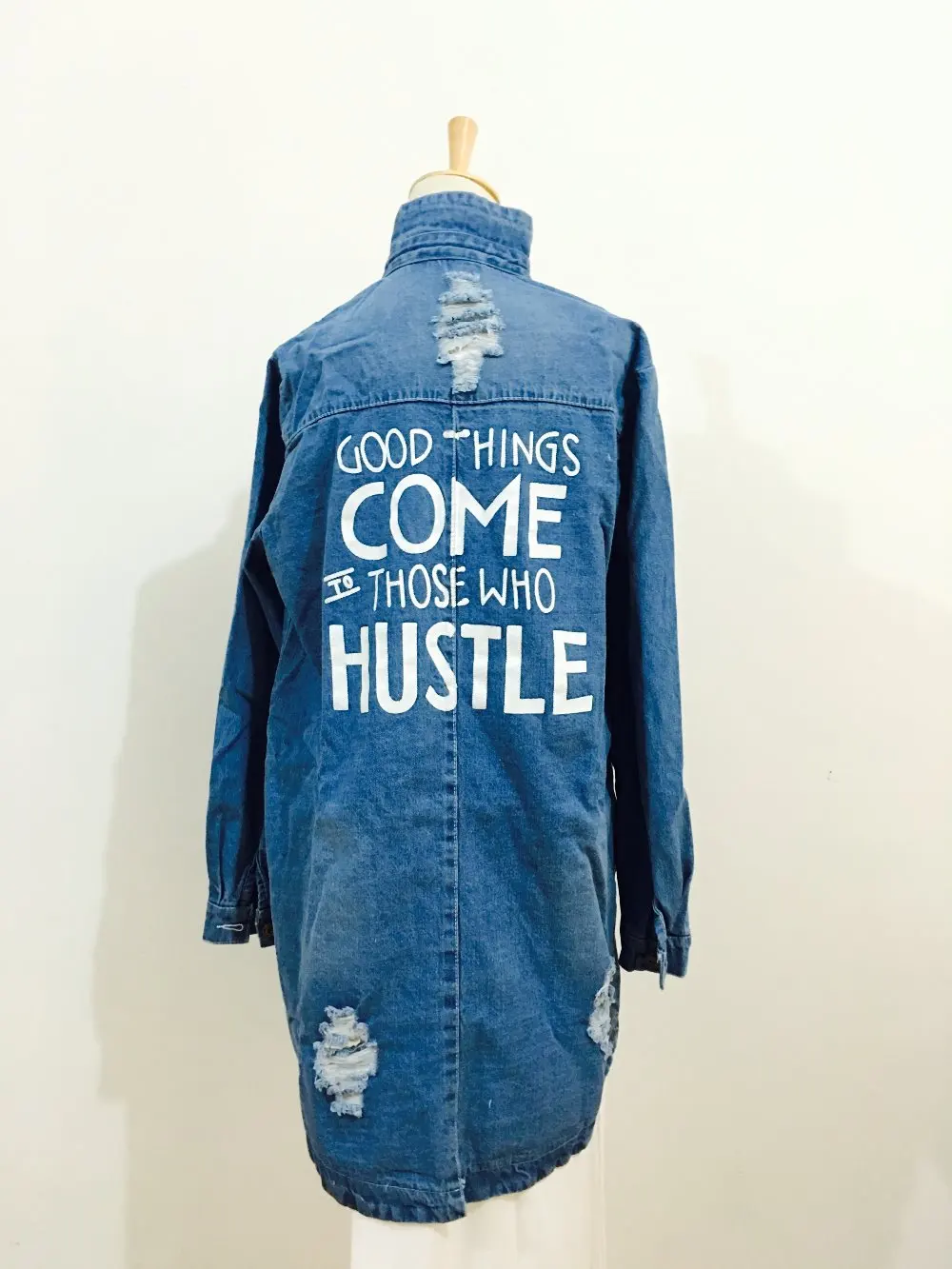 price reduction Spring Turn Down Collar Slim Jeans Women Tops Broken Hole Long Sleeve Ladies Washed Denim Jacket Wo