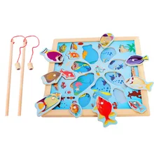 Детские рыболовный костюм котенок Рыболовный набор родитель-детская игра магнитные игрушки детские деревянные Раннее Образование Развивающие игрушки