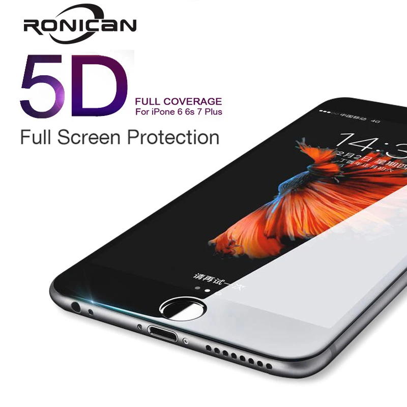 5D полное покрытие с закругленными краями закаленное стекло для iPhone 6 6s 7 8 Plus