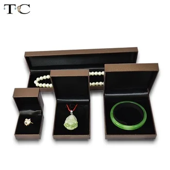 Wholesale 4pcs High Quality Brand Coffee PU Leather Fine Jewellery Gift Packaging Ring Bracelet Necklace Pendant Boxes