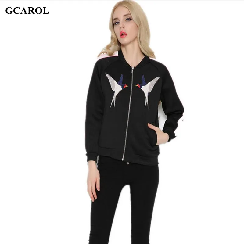 La Recolección de las mujeres Pájaros Bordados Chaqueta de Bombardero Chaqueta de Algodón Espacio de Moda Abrigo Corto Outwear Para la Primavera Otoño Invierno
