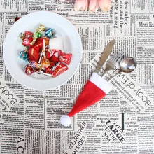 Weihnachten Dekorative geschirr Messer Gabel Set Weihnachten Hut Lagerung Werkzeug Messer und gabel werkzeug für chrismas Couteau et fourchette(China)