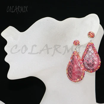 

6 Pairs Mix shape snake skin Pave rhinestone pearls Jewelry earrings gift for lady 8052