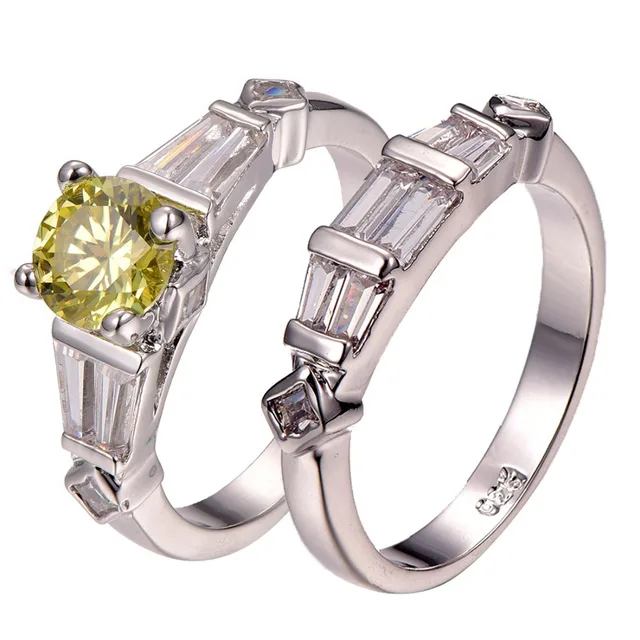 Yellow Crystal Zircon 925 Sterling Silver Best Quality Engagement Yellow Crystal Zircon 925 Sterling Silver Best Quality Engagement Wedding Ring Size 6 7 8 9