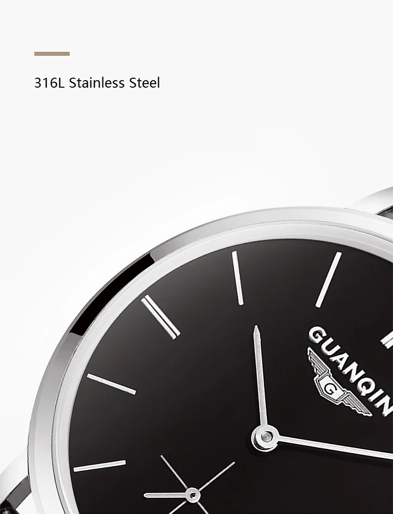  New GUANQIN Men Mechanical Watches 10mm Ultra Thin Leather Watches Luxury Brand Man Watch 30m Waterproof Calendar Wristwatches  (9)