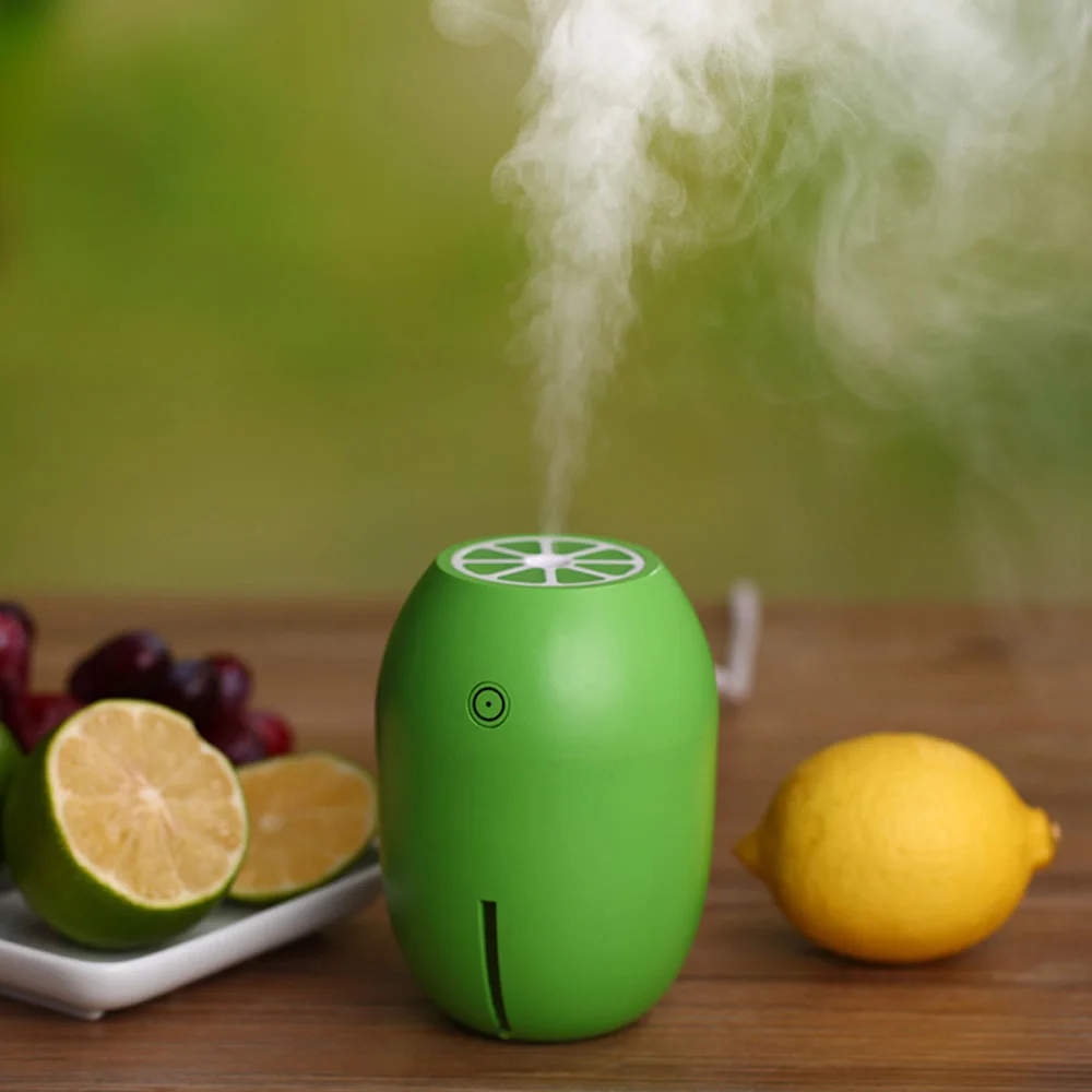 Humidifier USB Portable Lemon 180ml LED Night Light Ultra Quiet Air Purifier Car Travel Office Funny Green Mini Grenn