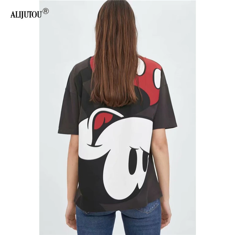 zaraing Mickey print women tops hip hop casual funny Mickey Mouse T-Shirt Women Cotton Leopard Print loose Female Tshirt tops zaraing Mickey print women tops hip hop casual funny Mickey Mouse T-Shirt Women Cotton Leopard Print loose Female Tshirt tops