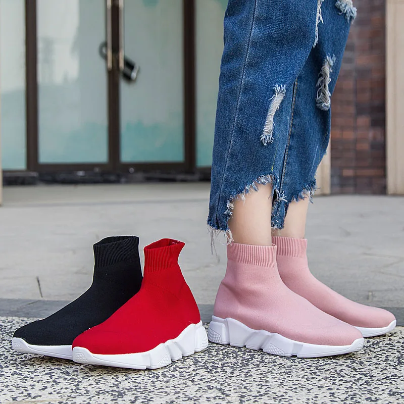 

HOMASS High Top Socks Sneakers Unisex Light Breathable Running Shoes Women Outdoor Athletic Shoes Men Stretch Socks Footwear