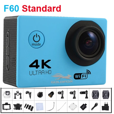 F60/F60R Wi Fi водостойкая Экшн камера 4 к Ultra HD камера шлем велосипедный спорт подводная камера Спорт 1080 P 16MP видеокамера-Регистратор - Цвет: F60 Blue