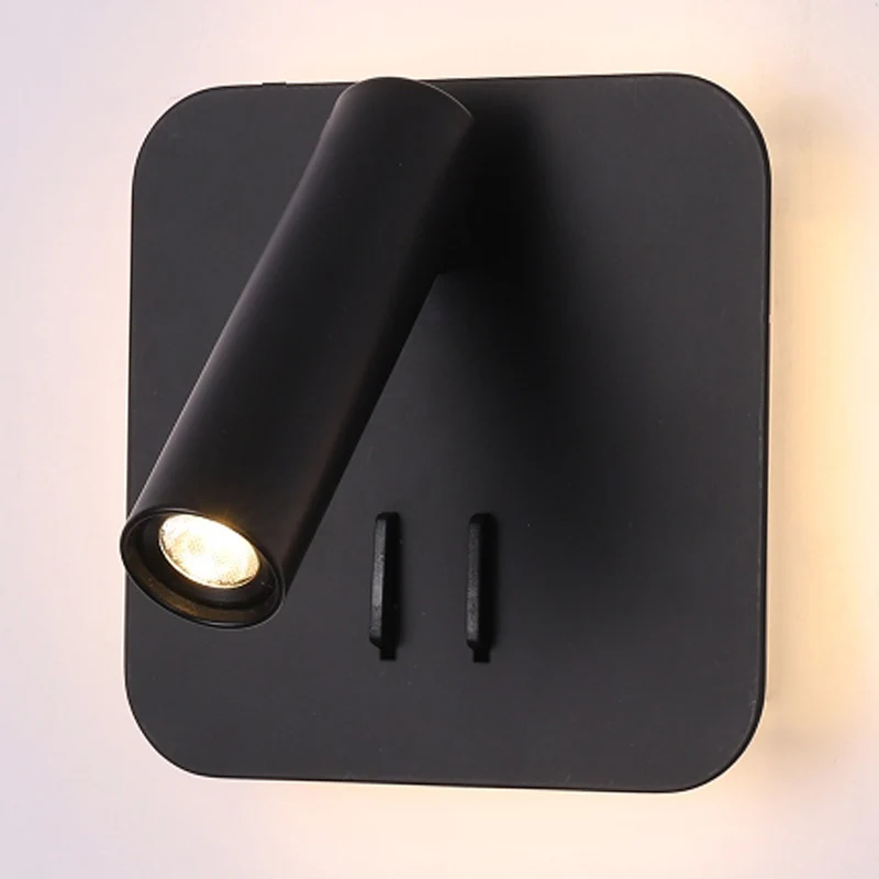 ZEROUNO освещение с подсветкой, настенный светильник для дома, прикроватные лампы для чтения для передней спинки кровати, минимализм, декор для комнаты, настенные бра для чтения - Цвет абажура: matte black Square
