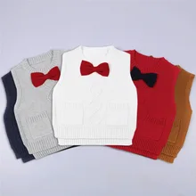 INS/ весенний Детский свитер в европейском стиле, жилет с бантом, одежда для мальчиков и девочек, детский хлопковый вечерний костюм с топом для 18 мес.-6 лет, 5 цветов