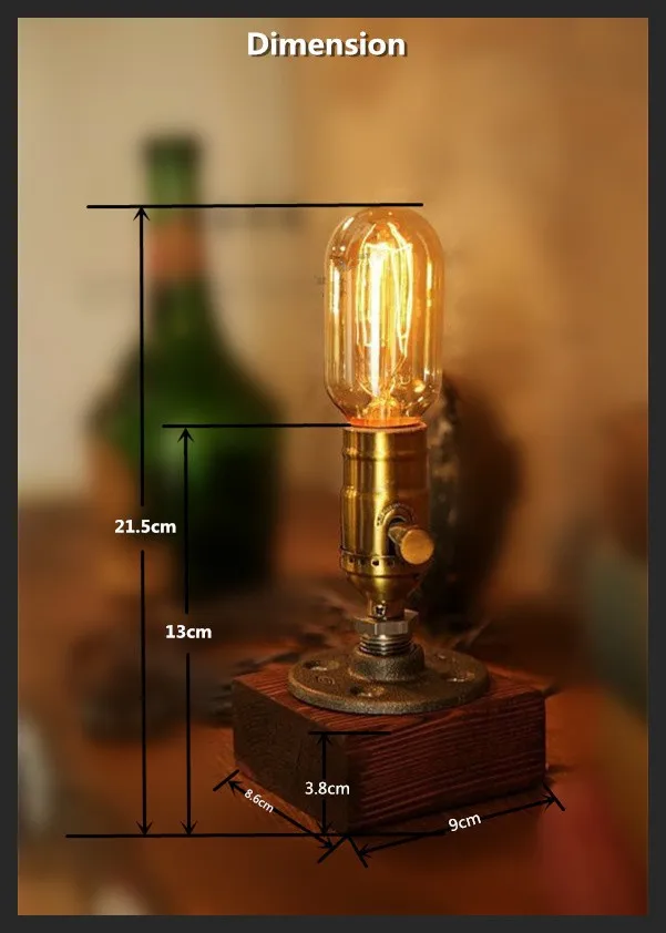 Настольная лампа с регулируемой яркостью Настольный светильник дерева Edison Лампа 220V Спальня бар Деревянный Ретро Кофе магазин Винтаж escritorio luminaria-де-меса