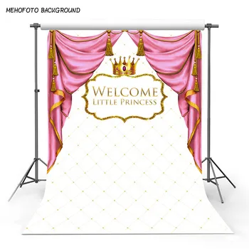 

MEHOFOTO Baby Shower Backdrop Pink/Bluish Green Curtain Newborn Party Backdrop for Photography Background
