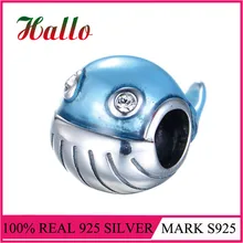 Чистое Серебро 925 пробы прекрасный Дофин эмаль очарование Кристалл бисер для оригинальной Подвески Браслет Семейные бусины и ювелирные изделия