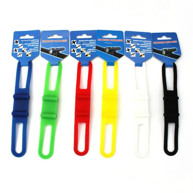 Cheap New 1pc Bike light Straps Universal Lighthouse elastic Silicone Straps Multi Color Random Cycling Bicycle Accessories #5S20 1