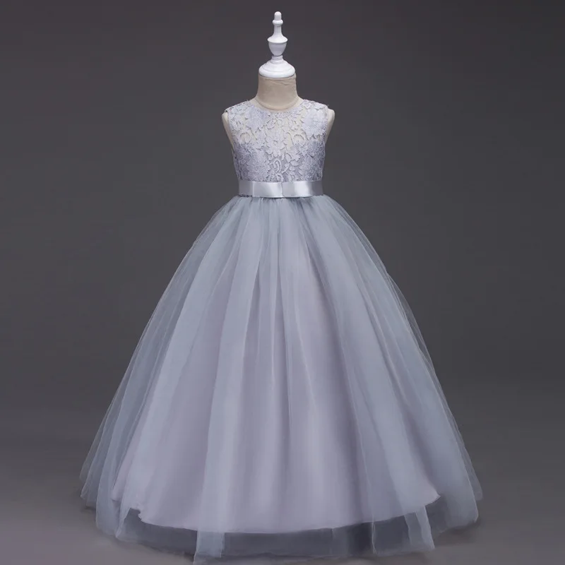 

Summer Flower Lace Girls Wedding Pageant Party Dresses Princess Formal Prom Gowns Size 3-14 Years 2019 New Girl Clothes CA625