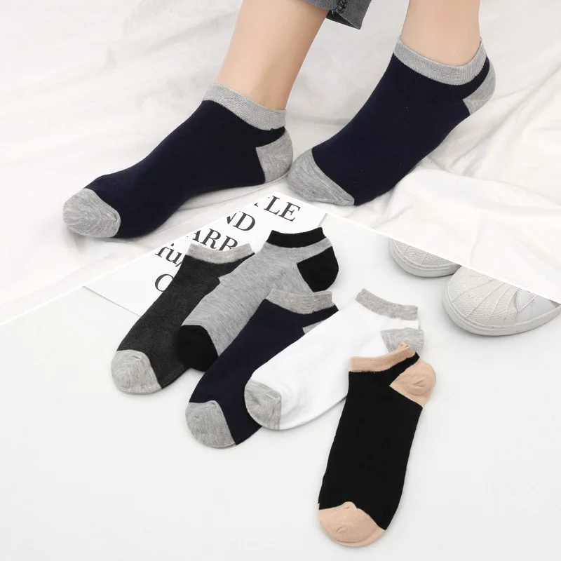 

5 pairs of spring and summer men's boat socks thin cotton short socks breathable sweat