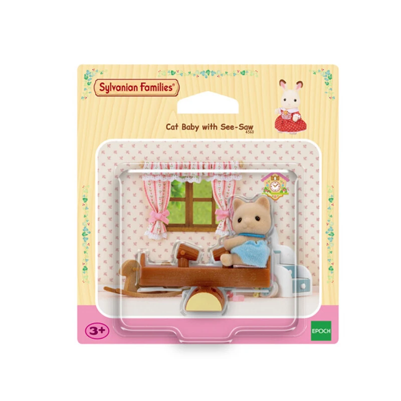 Sylvanian Family Cat Baby and Seesaw набор кукольный домик животных пушистые игрушки Фигурки