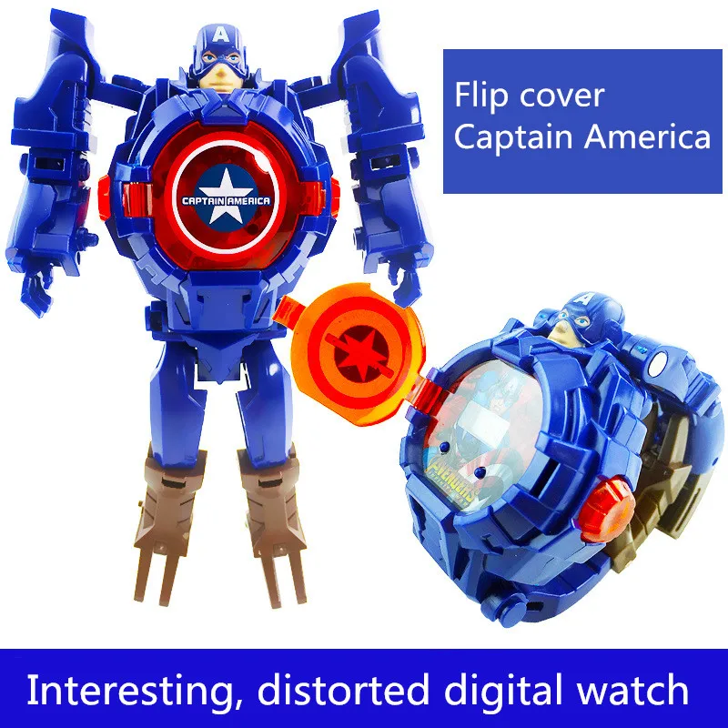

Innovative Children Toy Watch Avengers Flip Transform Digital Spider-Man Captain America Hulk Iron Man Child Student Kid Watch