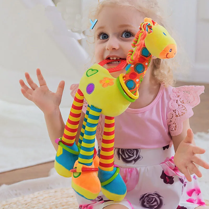 Плюшевый Детский развивающий мягкий жираф животные погремушки ручка игрушки хит