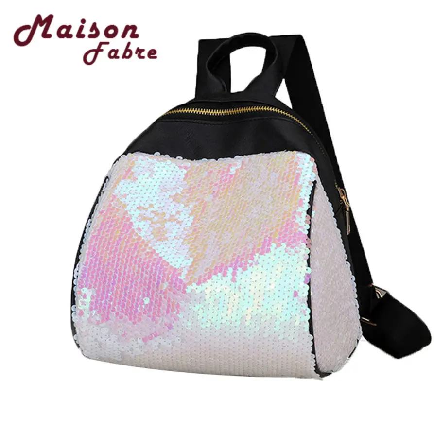 

USDH 2018 Fashion Women Girl Backpack Travel Rucksack Shoulder Shiny Sequins School Bags Gifts dropshipping csv f6