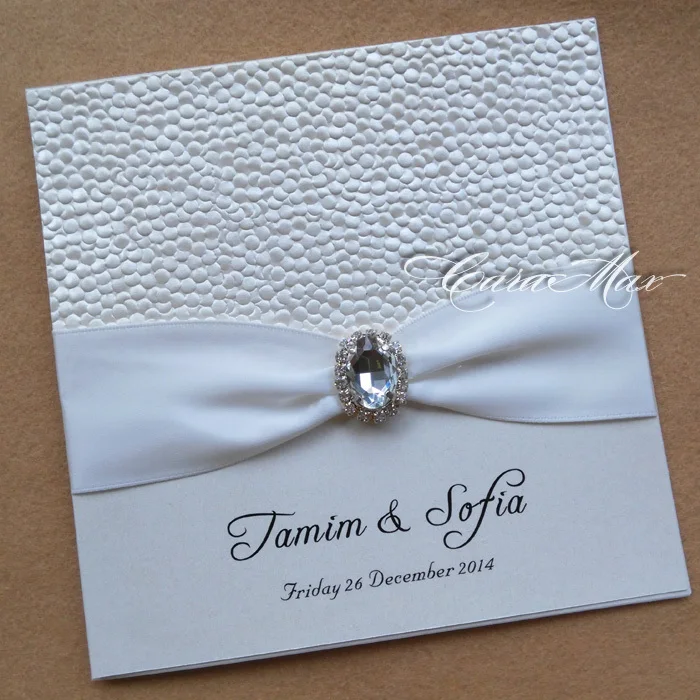  CA0692 Embossed Pebble Pearlescent Paper Wedding Invitation Cards - 1989597135