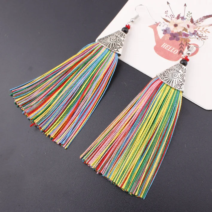 

Fashion Ethnic Bohemia Dangle Drop Earrings Summer Round Resin Tassel Earrings for Women Fashion Jewelry Pendientes Oorbellen