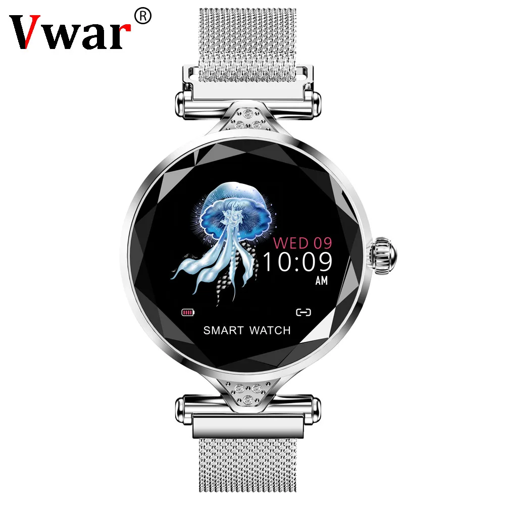 Серебристый Для женщин модные часы Smart Watch крови Давление сердечного ритма монитор наблюдения за сном шагомер роскошные женские умные часы подарок для девочки - Цвет: Серебристый