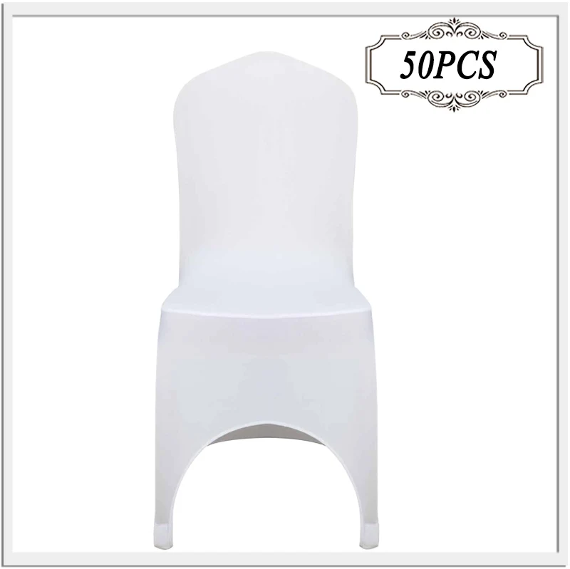Свадебные украшения белые чехлы на стулья, по 50 штук стрейчевый спандекс чехлы для обеденного стула офисного стула украшения чехол