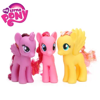 

Set of 3 My Little Pony Toys 15cm Cutie Mark Magic Pinkie Pie Applejack Rainbow Twilight Sparkle Figure Collection Model Dolls